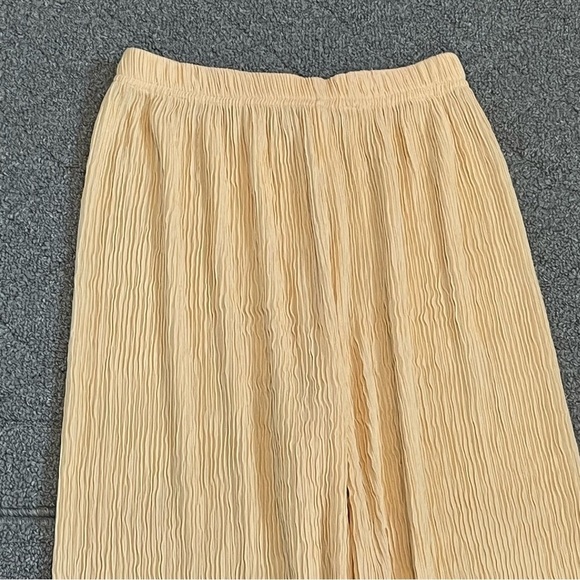 Vintage Spiegel Wide Leg Trouser Pants Womens Size Medium Yellow Crepe Pull On - Picture 2 of 9